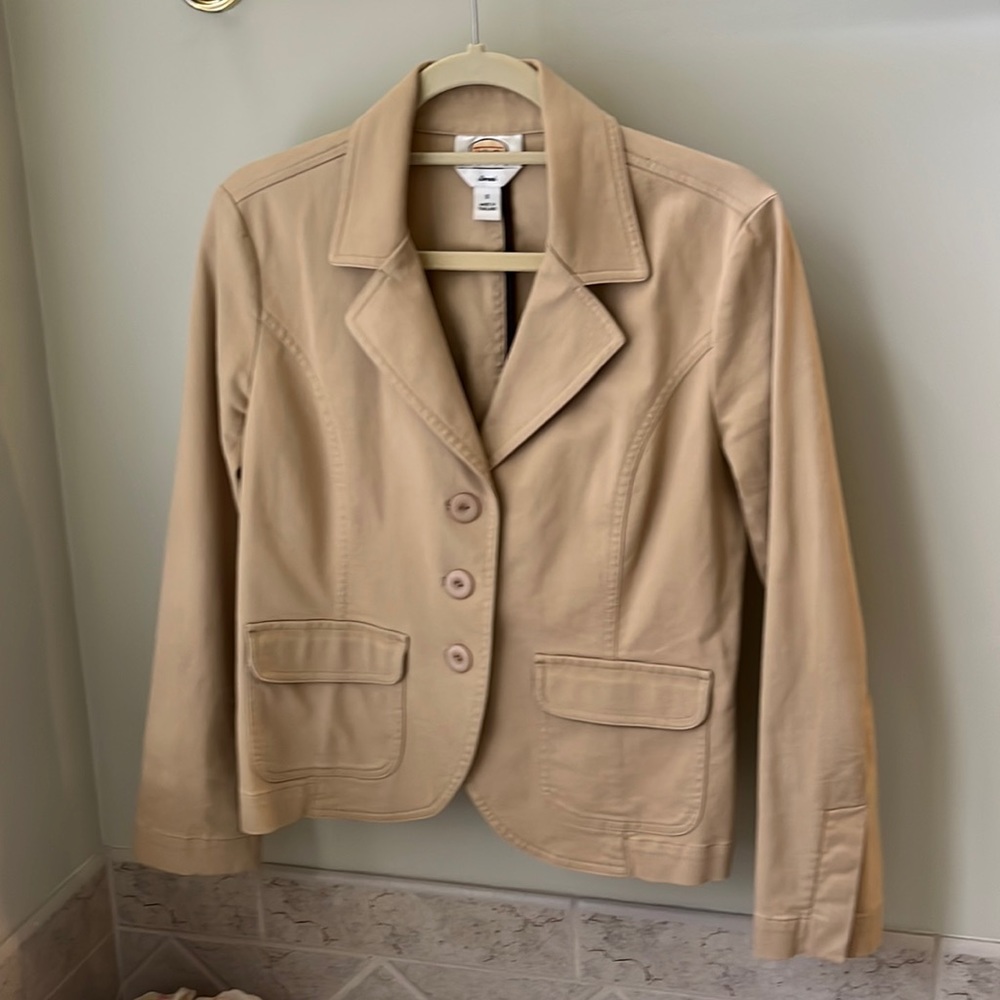 Talbots khaki blazer, size 8 (small spots-see photos)